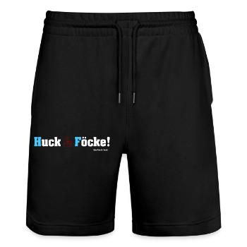 Huck Föcke! - Die Botschaft ist klar - Stanley/Stella Unisex Bio Joggingshorts Trainer  - Schwarz - Vorne - Nik (191cm) & Marisol (170cm)
