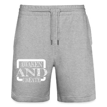 creative innovation inner enlightenment - Stanley/Stella Unisex Bio Joggingshorts Trainer  - Grau meliert - Vorne - Nik (191cm) & Marisol (170cm)