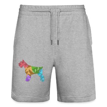 Schnauzer coloré géométrique - Short de jogging bio TRAINER Stanley/Stella unisexe - gris chiné - Devant - Nik (191cm) & Marisol (170cm)