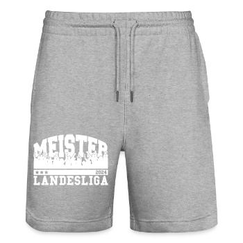 Meister Landesliga 2024 Aufstieg Fußball Handball - Stanley/Stella Unisex Bio Joggingshorts Trainer  - Grau meliert - Vorne - Nik (191cm) & Marisol (170cm)