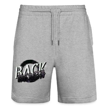 birthday present sayings golf enthusiasts humor - Stanley/Stella Trainer Unisex Organic Jogging Shorts - heather grey - Front - Nik (191cm) & Marisol (170cm)