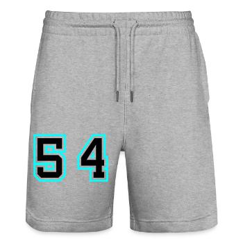 54 Number Symbol - Stanley/Stella Trainer Unisex Organic Jogging Shorts - heather grey - Front - Nik (191cm) & Marisol (170cm)