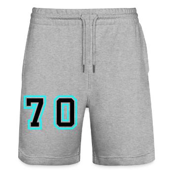 70 Number Symbol - Stanley/Stella Trainer Unisex Organic Jogging Shorts - heather grey - Front - Nik (191cm) & Marisol (170cm)