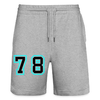 78 Number Symbol - Stanley/Stella Trainer Unisex Organic Jogging Shorts - heather grey - Front - Nik (191cm) & Marisol (170cm)