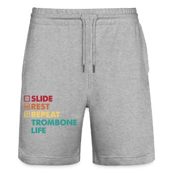 Posaunist Posaunist Marching Band Posaune - Stanley/Stella Unisex Bio Joggingshorts Trainer  - Grau meliert - Vorne - Nik (191cm) & Marisol (170cm)