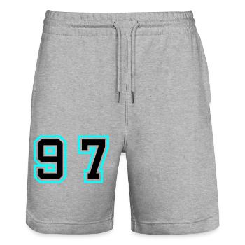 97 Symbole numérique - Short de jogging bio TRAINER Stanley/Stella unisexe - gris chiné - Devant - Nik (191cm) & Marisol (170cm)