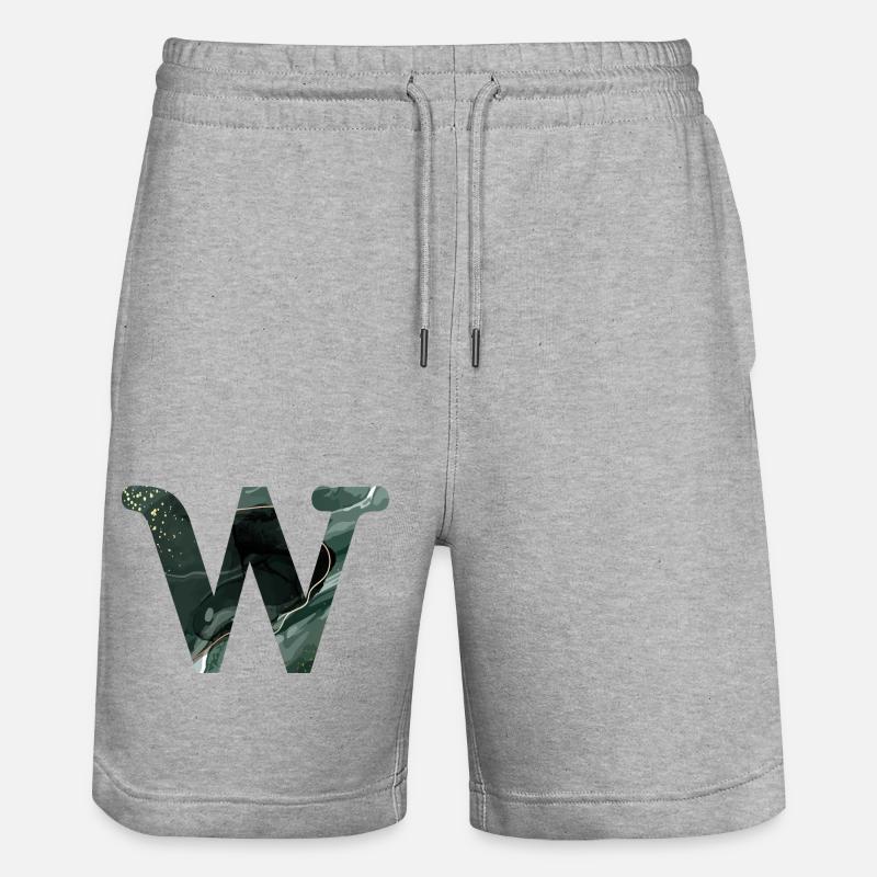 Lettre w marbré vert - Short de jogging bio TRAINER Stanley/Stella unisexe - gris chiné