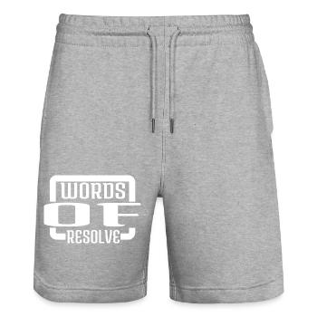 blague communication efficace persistance drôle - Short de jogging bio TRAINER Stanley/Stella unisexe - gris chiné - Devant - Nik (191cm) & Marisol (170cm)
