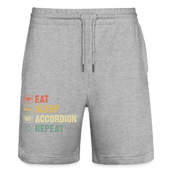 Eat Sleep Accordion Repeat Accordionist Musician - Stanley/Stella Trainer Unisex Organic Jogging Shorts - heather grey - Front - Nik (191cm) & Marisol (170cm)