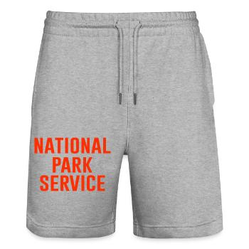 Des parcs nationaux qui disent amoureux de la nature - Short de jogging bio TRAINER Stanley/Stella unisexe - gris chiné - Devant - Nik (191cm) & Marisol (170cm)