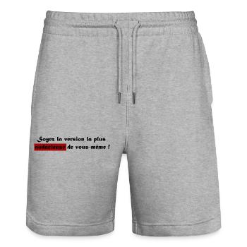 Soyez la version la plus audacieuse de vous même - Short de jogging bio TRAINER Stanley/Stella unisexe - gris chiné - Devant - Nik (191cm) & Marisol (170cm)