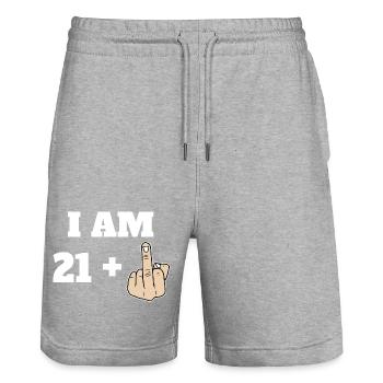 I Am 21 + 1 Sarcastic Funny 22nd Birthday Turning - Stanley/Stella Unisex Bio Joggingshorts Trainer  - Grau meliert - Vorne - Nik (191cm) & Marisol (170cm)