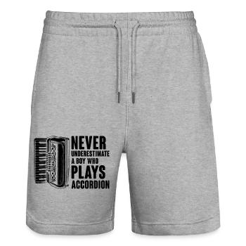 Unterschätze niemals einen Jungen, der Akkordeon spielt - Stanley/Stella Unisex Bio Joggingshorts Trainer  - Grau meliert - Vorne - Nik (191cm) & Marisol (170cm)