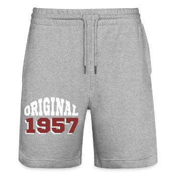 Original 1957 - Short de jogging bio TRAINER Stanley/Stella unisexe - gris chiné - Devant - Nik (191cm) & Marisol (170cm)