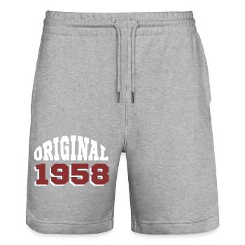 Original 1958 - Short de jogging bio TRAINER Stanley/Stella unisexe - gris chiné - Devant - Nik (191cm) & Marisol (170cm)