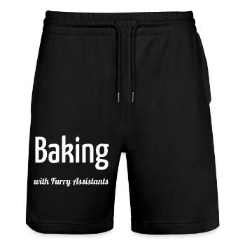 animal adaptations baking tutorials baking - Stanley/Stella Trainer Unisex Organic Jogging Shorts - black - Front - Nik (191cm) & Marisol (170cm)