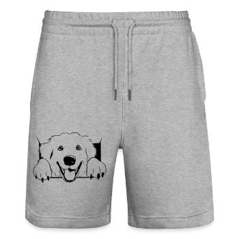 Pyrenean Mountain Dog - Stanley/Stella Trainer Unisex Organic Jogging Shorts - heather grey - Front - Nik (191cm) & Marisol (170cm)