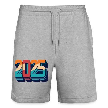 2025 - Short de jogging bio TRAINER Stanley/Stella unisexe - gris chiné - Devant - Nik (191cm) & Marisol (170cm)