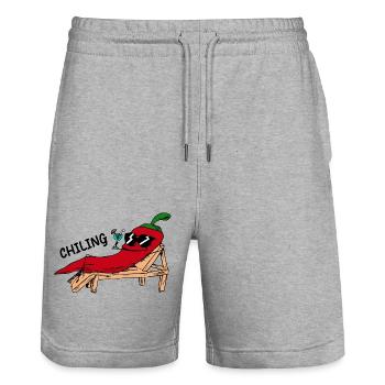 Funny Picture Funny Humor Gift Idea - Stanley/Stella Trainer Unisex Organic Jogging Shorts - heather grey - Front - Nik (191cm) & Marisol (170cm)