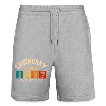 Legendary since 1937 vintage rétro anniversaire - Short de jogging bio TRAINER Stanley/Stella unisexe - gris chiné - Devant - Nik (191cm) & Marisol (170cm)