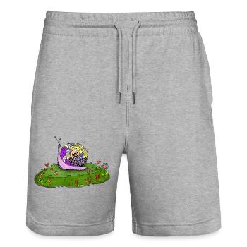 Snail - Stanley/Stella Trainer Unisex Organic Jogging Shorts - heather grey - Front - Nik (191cm) & Marisol (170cm)