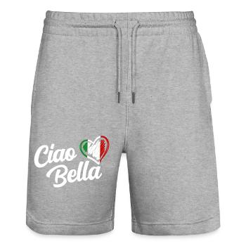 Womens Ciao Bella Italian Hello Beautiful Gift - Stanley/Stella Trainer Unisex Organic Jogging Shorts - heather grey - Front - Nik (191cm) & Marisol (170cm)