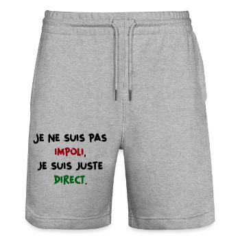 Je ne suis pas impoli, je suis juste direct Humour - Short de jogging bio TRAINER Stanley/Stella unisexe - gris chiné - Devant - Nik (191cm) & Marisol (170cm)