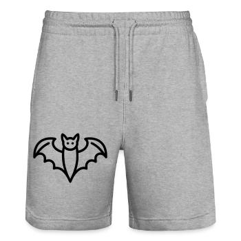 Fledermaus Symbol Halloween gruselig Geschenkidee - Stanley/Stella Unisex Bio Joggingshorts Trainer  - Grau meliert - Vorne - Nik (191cm) & Marisol (170cm)