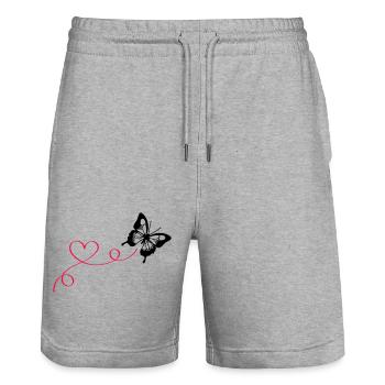 Butterfly Love - Stanley/Stella Trainer Unisex Organic Jogging Shorts - heather grey - Front - Nik (191cm) & Marisol (170cm)