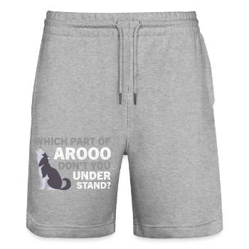 Husky Dog Which Part Of Arooo Don't You Understand - Stanley/Stella Unisex Bio Joggingshorts Trainer  - Grau meliert - Vorne - Nik (191cm) & Marisol (170cm)
