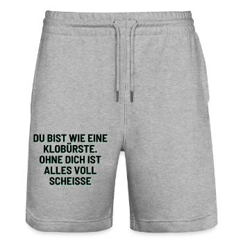 Du bist wie eine Klobürste ❤ - Stanley/Stella Unisex Bio Joggingshorts Trainer  - Grau meliert - Vorne - Nik (191cm) & Marisol (170cm)