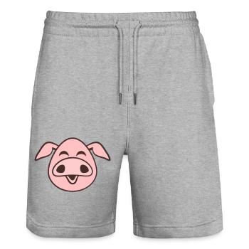 Schwein Gesicht Tier Liebe Klein Süßes Schweinchen - Stanley/Stella Unisex Bio Joggingshorts Trainer  - Grau meliert - Vorne - Nik (191cm) & Marisol (170cm)