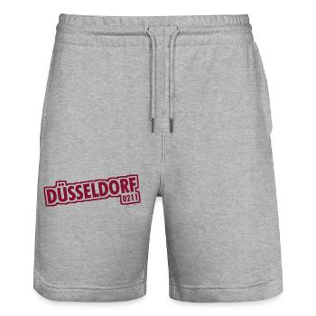 Dusseldorf - 0211 - Dialling Code - NRW - Ruhrpott - Stanley/Stella Trainer Unisex Organic Jogging Shorts - heather grey - Front - Nik (191cm) & Marisol (170cm)