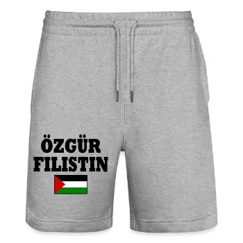 özgür filistin - Stanley/Stella Unisex Bio Joggingshorts Trainer  - Grau meliert - Vorne - Nik (191cm) & Marisol (170cm)