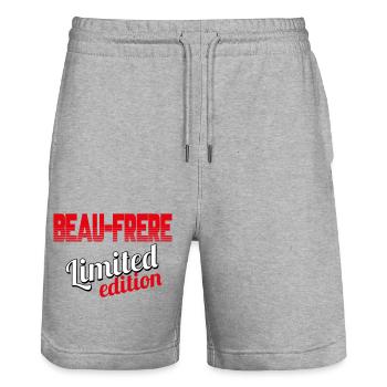 BEAU FRÈRE LIMITED EDITION - Stanley/Stella Trainer Unisex Organic Jogging Shorts - heather grey - Front - Nik (191cm) & Marisol (170cm)