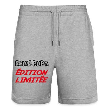 BEAU PAPA édition limitée - Short de jogging bio TRAINER Stanley/Stella unisexe - gris chiné - Devant - Nik (191cm) & Marisol (170cm)