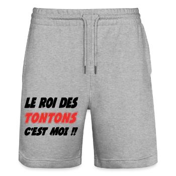 Le roi des TONTON c'est moi - Short de jogging bio TRAINER Stanley/Stella unisexe - gris chiné - Devant - Nik (191cm) & Marisol (170cm)