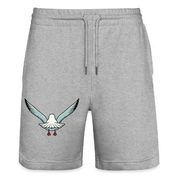 Möwe I Love Hamburg5 - Stanley/Stella Unisex Bio Joggingshorts Trainer  - Grau meliert - Vorne - Nik (191cm) & Marisol (170cm)