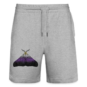 Non binary pride moth - Stanley/Stella Trainer Unisex Organic Jogging Shorts - heather grey - Front - Nik (191cm) & Marisol (170cm)