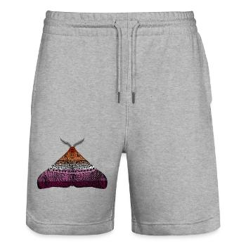 Lesbian pride moth - Stanley/Stella Trainer Unisex Organic Jogging Shorts - heather grey - Front - Nik (191cm) & Marisol (170cm)