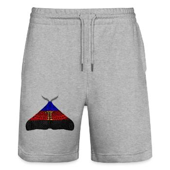 Polyamorous pride moth - Stanley/Stella Trainer Unisex Organic Jogging Shorts - heather grey - Front - Nik (191cm) & Marisol (170cm)