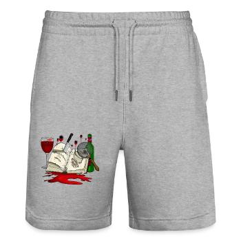 Mord(s)Stories zum menü - Stanley/Stella Unisex Bio Joggingshorts Trainer  - Grau meliert - Vorne - Nik (191cm) & Marisol (170cm)