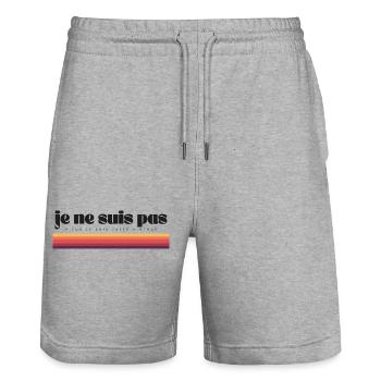 I'm not old... I'm Just Vintage - Stanley/Stella Trainer Unisex Organic Jogging Shorts - heather grey - Front - Nik (191cm) & Marisol (170cm)