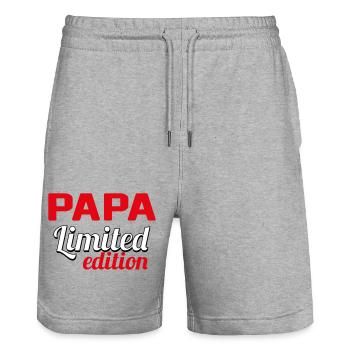 PAPA LIMITED EDITION - Stanley/Stella Trainer Unisex Organic Jogging Shorts - heather grey - Front - Nik (191cm) & Marisol (170cm)