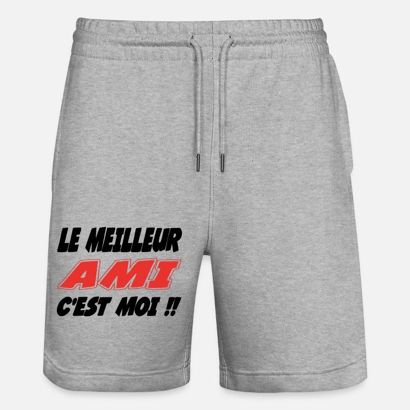 Der beste FREUND bin ich!! - Stanley/Stella Unisex Bio Joggingshorts Trainer  - Grau meliert