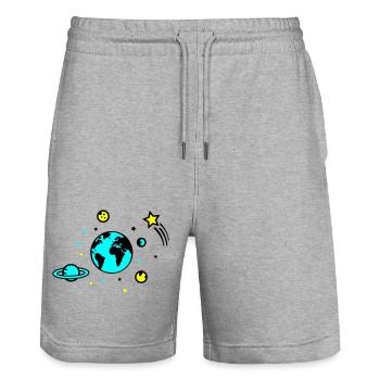 Univers 02 - Short de jogging bio TRAINER Stanley/Stella unisexe - gris chiné - Devant - Nik (191cm) & Marisol (170cm)