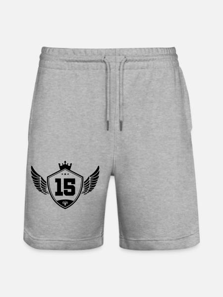 15 wappen krone - Stanley/Stella Unisex Bio Joggingshorts Trainer  - Grau meliert
