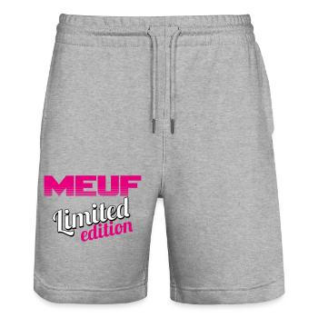 MEUF LIMITED EDITION - Short de jogging bio TRAINER Stanley/Stella unisexe - gris chiné - Devant - Nik (191cm) & Marisol (170cm)
