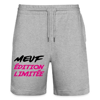 MEUF édition limitée - Short de jogging bio TRAINER Stanley/Stella unisexe - gris chiné - Devant - Nik (191cm) & Marisol (170cm)