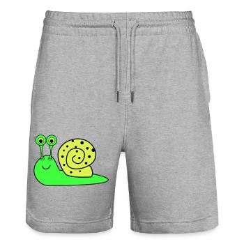 Escargot Drôle - Short de jogging bio TRAINER Stanley/Stella unisexe - gris chiné - Devant - Nik (191cm) & Marisol (170cm)